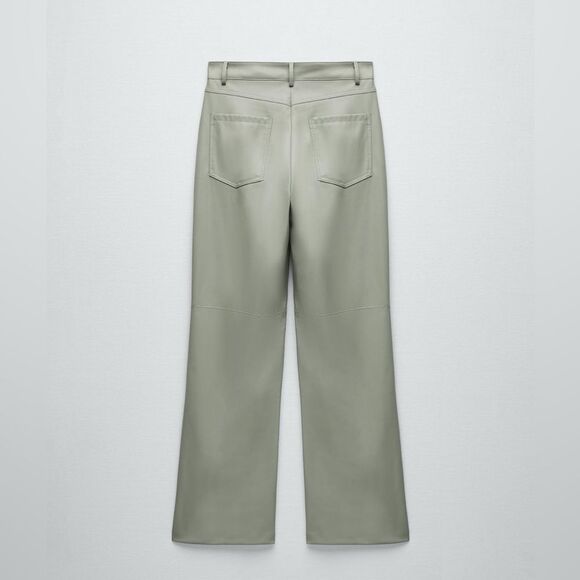 NWOT ZARA FAUX LEATHER STRAIGHT LEG PANTS - Picture 2 of 9